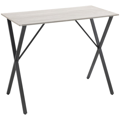 HOMCOM 120 cm Rectangular Bar Table for 4 People, Modern Kitchen Table with Wood Effect Tabletop, Steel Legs, for Living Room, Home Bar, White 