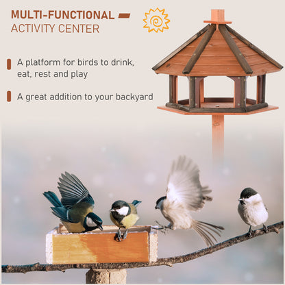 PawHut Wooden Bird Table Bird Feeding Station Playstand with Roof 130Hcm for Outdoor Brown 