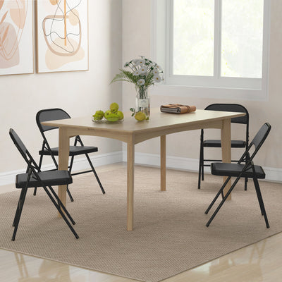HOMCOM Set of Four Cushioned Folding Chairs - Black 