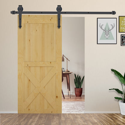 HOMCOM 6.6FT Carbon Steel Sliding Door Kits Barn Hardware Closet Set Antique Style Track System For Single Wooden Door 