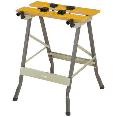 DURHAND 4-in-1 Work Bench, Saw Horse Folding Clamp Table w/ 4 Adjustable Clamping Pegs for DIY Home Garage, Grey 