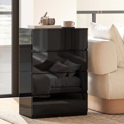 HOMCOM Chest of Drawers, 4-Drawer Storage Cabinets, Modern Dresser, Storage Drawer Unit for Bedroom 