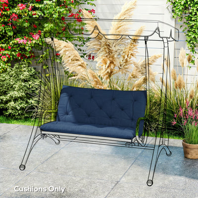 Outsunny 2 Seater Bench Pad, Garden Chair Cushion with Back and Ties for Indoor and Outdoor Use, 98 x 100 cm, Dark Blue 