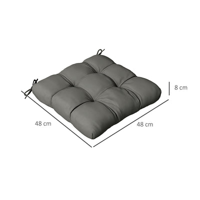 Outsunny 4-Piece Seat Cushion Pillows Replacement, Patio Chair Cushions Set with Ties for Indoor Outdoor, Charcoal Grey 