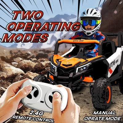 AIYAPLAY 12V Kids Ride On Car with Remote Control, Kids Electric Car with Suspension System, Music, for Ages 3-5 Years, Orange 