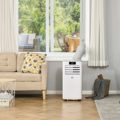 HOMCOM 7000 BTU Air Conditioning Unit, 3-in-1 Portable Air Conditioner, Dehumidifier, Cooling Fan with Remote Control, LED Display, 2 Speeds, 24H Timer, Window Venting Kit, 15m\'c2\'b2 