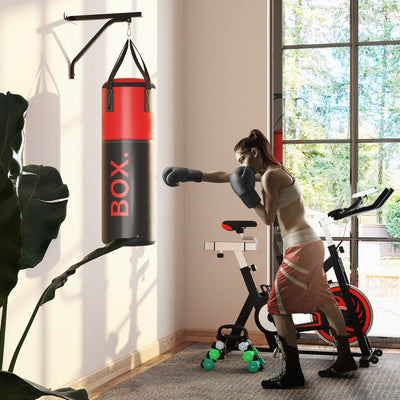 SPORTNOW Unfilled Punching Bag Set with Boxing Bag Bracket, Boxing Gloves, Hand Wraps and 360\'c2\'b0 Swivel Hook 