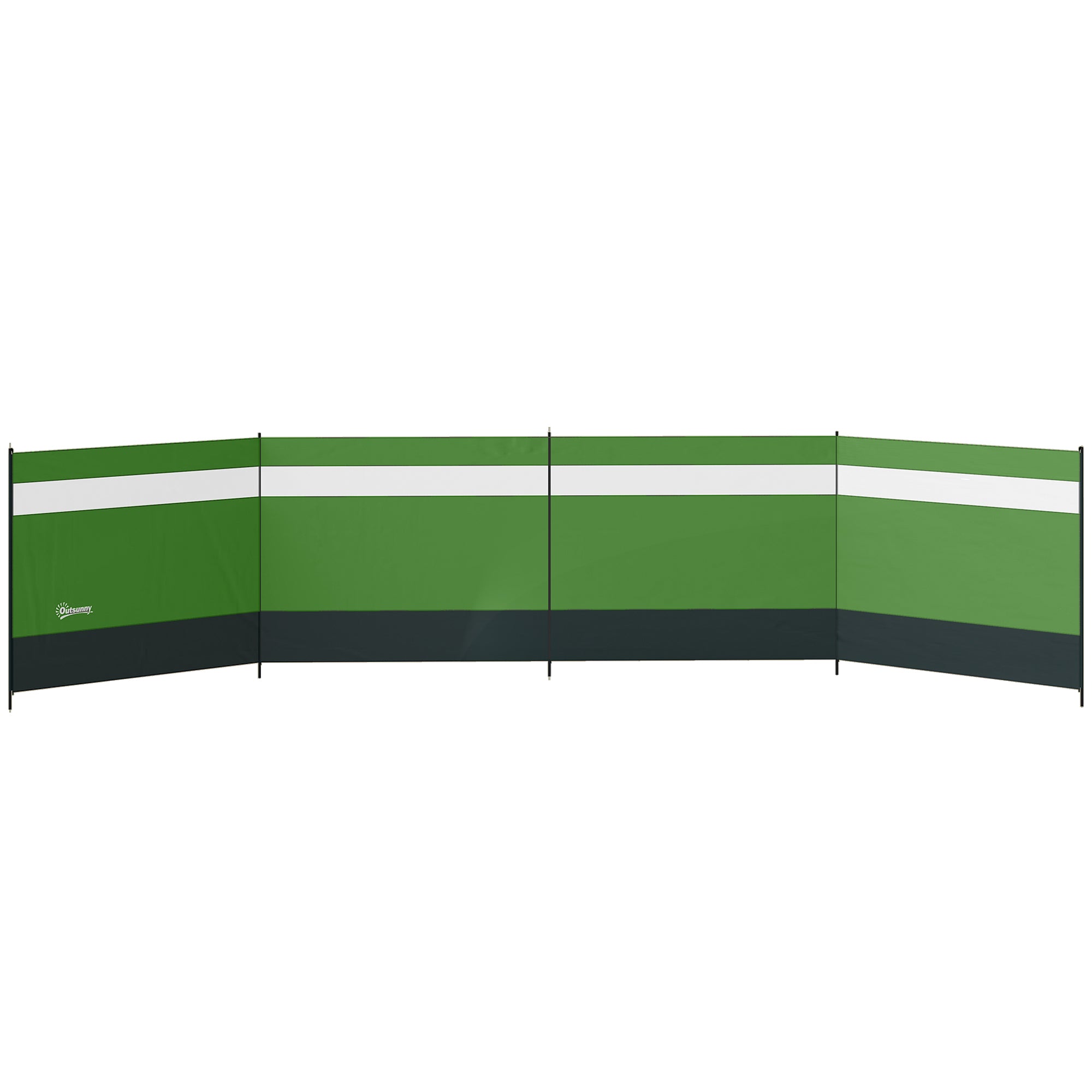 Outsunny Camping Windbreaker with Clear Windows, Carry Bag and Steel Poles, for Beach Caravan Campervan, 725 x 140cm, Army Green 
