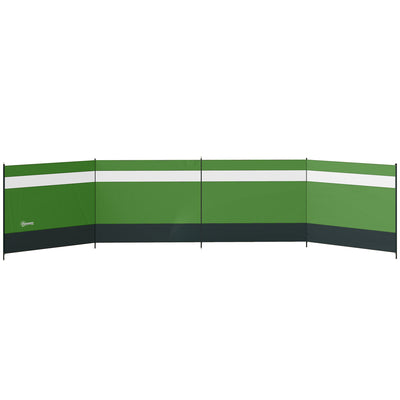 Outsunny Camping Windbreaker with Clear Windows, Carry Bag and Steel Poles, for Beach Caravan Campervan, 725 x 140cm, Army Green 