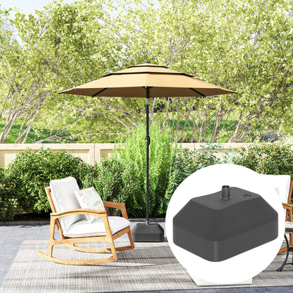Outsunny Fillable Garden Parasol Base, Heavy Duty Parasol Base Stand Outdoor Umbrella Stand, Filled Up to 24kg with Stand or 20kg with Water, Sun Umbrella Base for Deck Poolside, Black