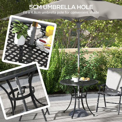 Outsunny Round Aluminium Table, with \'e2\'8c\'8050mm Parasol Hole