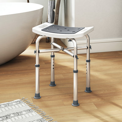 HOMCOM 44-51.5cm Aluminium Frame Shower/Bath Stool - Grey 