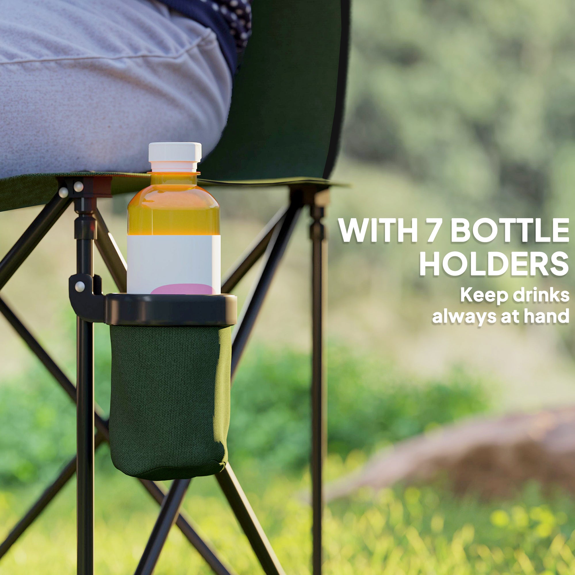 Outsunny 6 Seater Folding Camping Chair with Cup Holder & Carry Bag - Green 