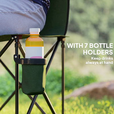 Outsunny 6 Seater Folding Camping Chair with Cup Holder & Carry Bag - Green 