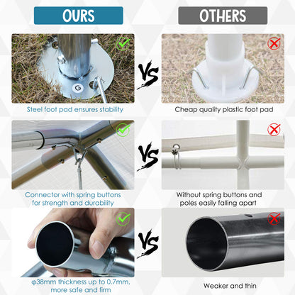 Outsunny 3 x 6m Heavy Duty Carport Garage Car Shelter Galvanized Steel Outdoor Open Canopy Tent Water UV Resistant Waterproof, White 