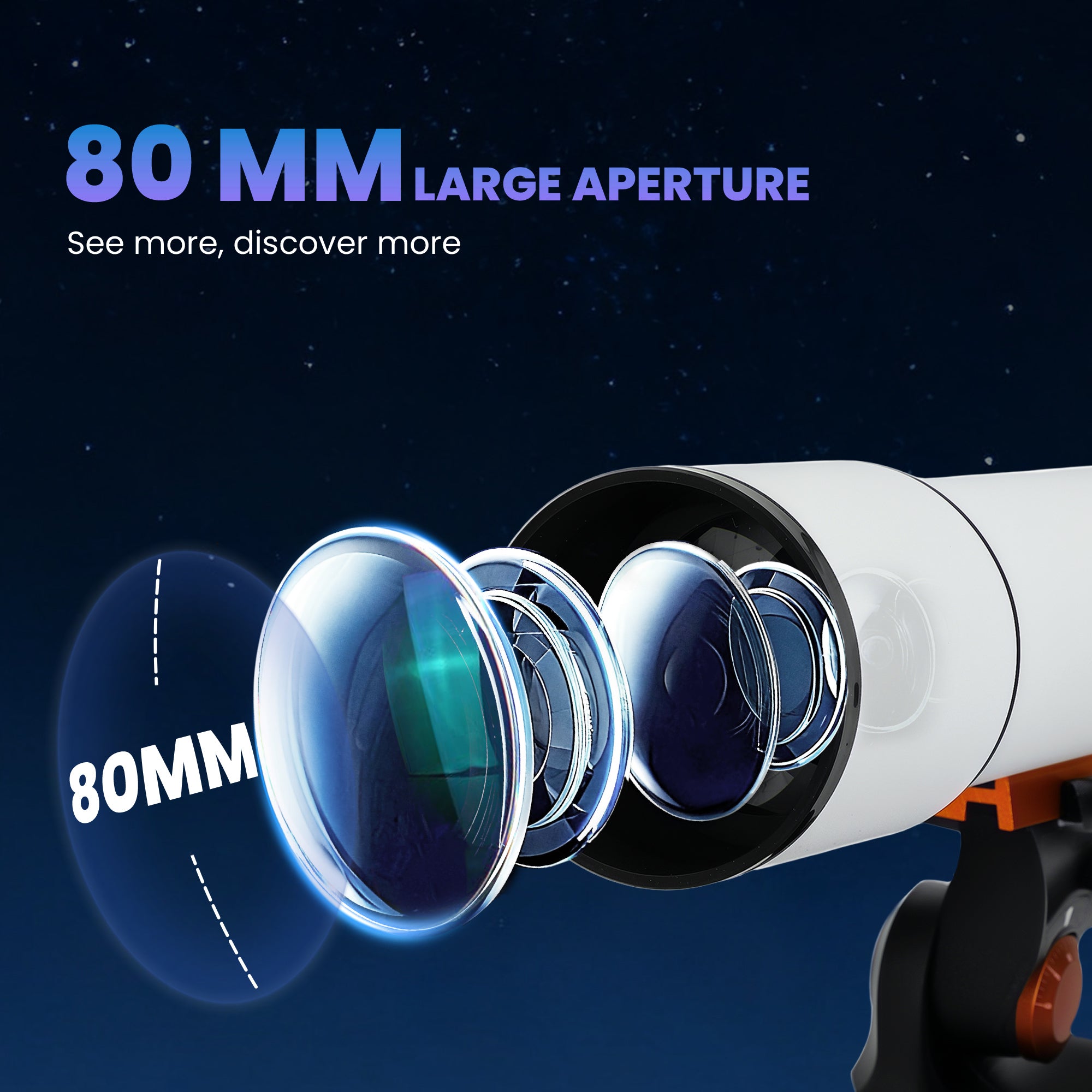 Outsunny Astronomy Telescope for Adults and Beginners with 80 mm Aperture, Carry Bag, White 