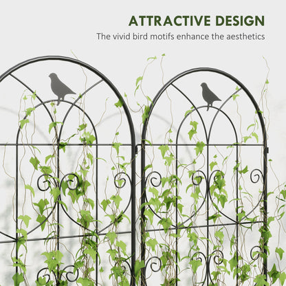 Outsunny Set of 2 Garden Trellis, Metal Fence Panels for Climbing Outdoor Plants, Flowers, 150 x 50cm 