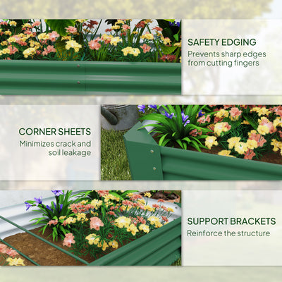 Outsunny 180 x 90cm Galvanised Steel Open Planter - Green 