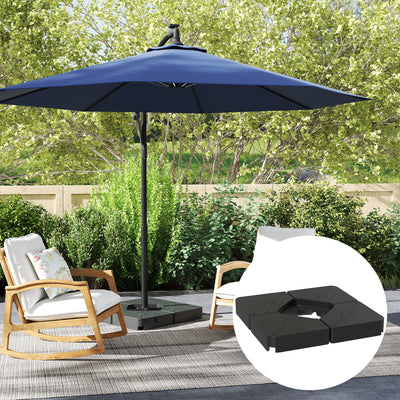 Outsunny Umbrella Weights for Cantilever Parasols, Set of 4 Heavy Duty Parasol Base Weights, 64kg Sand or 55kg Water Filled, Black 