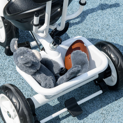 HOMCOM 6 in 1 Tricycle for Kids with 5-point harness straps, Removable Canopy, White 
