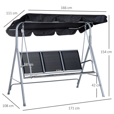 Outsunny Outdoor 3-Seater Swing Chair-Black 