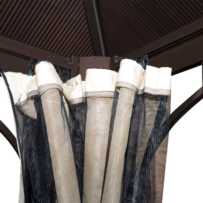 Outsunny 3x3 m Gazebo W/Mosquito Net-Brown/Black/Beige 