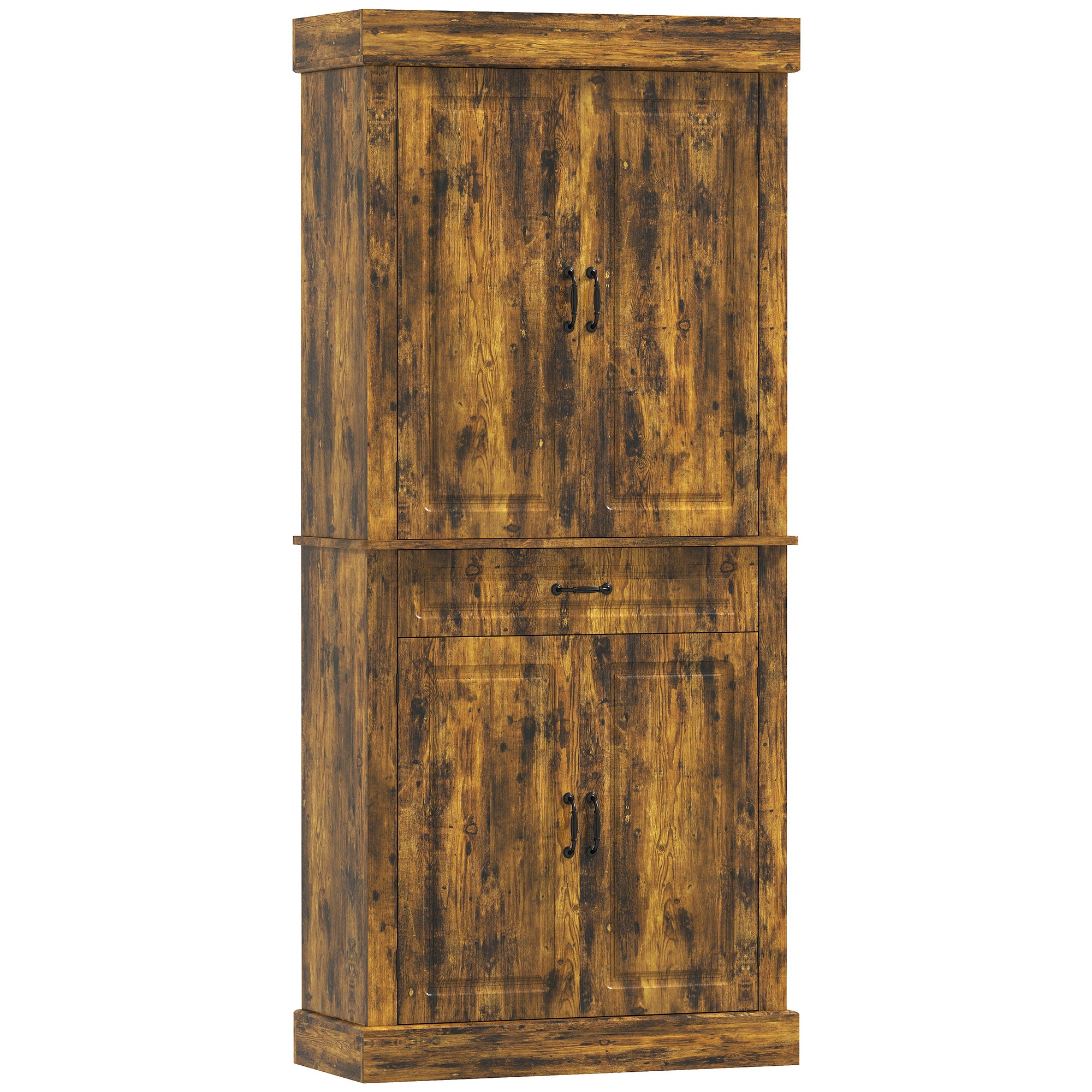 HOMCOM Tall Kitchen Cupboard, Kitchen Pantry Cabinet with Drawer, Shelves, Brown 