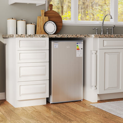 HOMCOM 91L Freestanding Under-Counter Fridge with Lock - Grey 