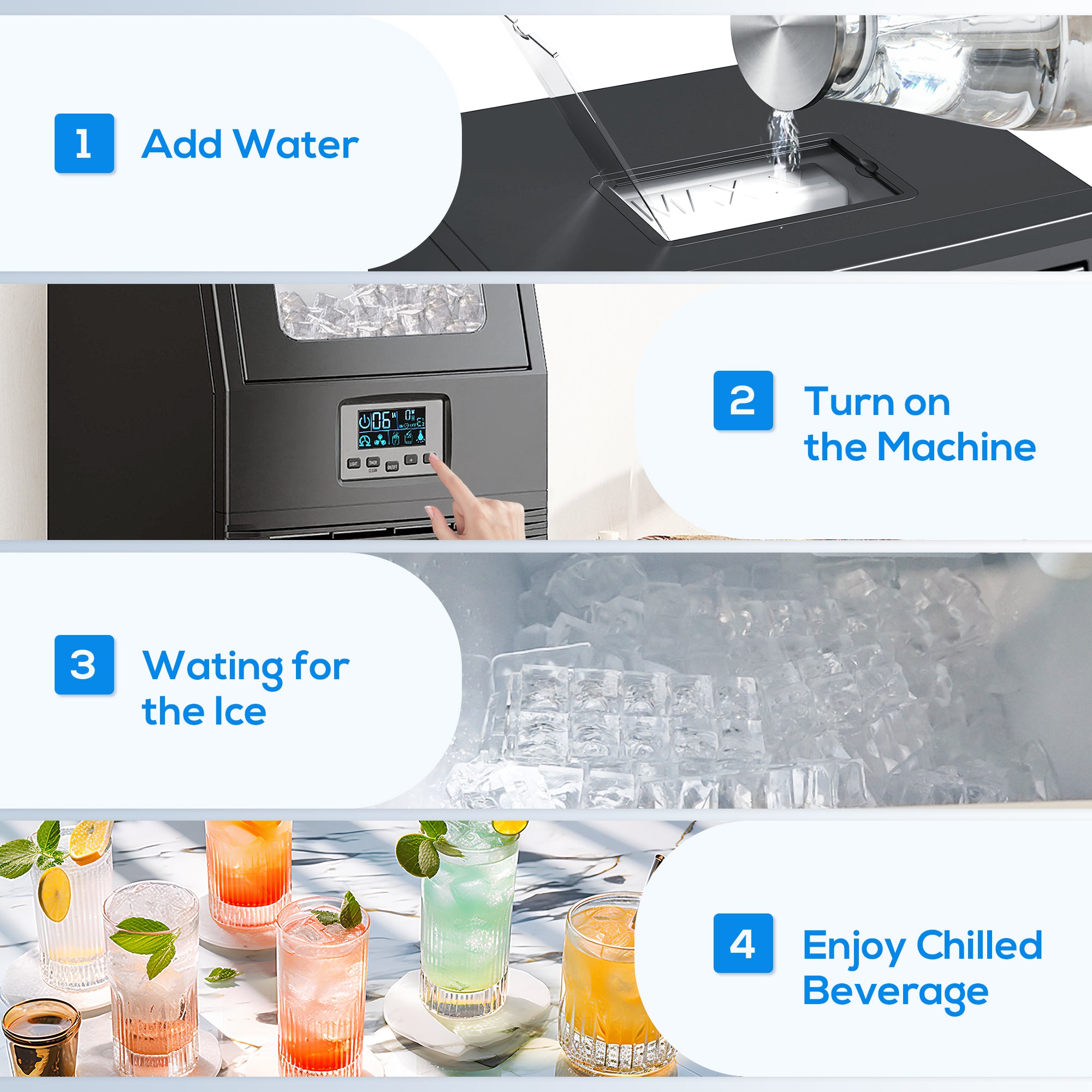 HOMCOM Commercial Ice Maker with 4kg Ice Storage - Black 