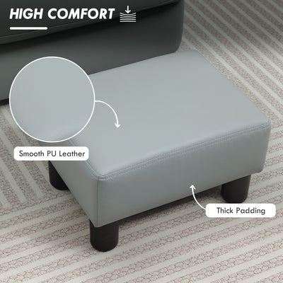 HOMCOM PU Leather Footstool with 4 Plastic Legs, Grey 