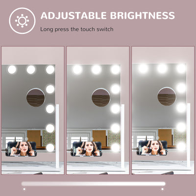 HOMCOM 12 LED bulb Tabletop Makeup Mirror, with Adjustable Settings 
