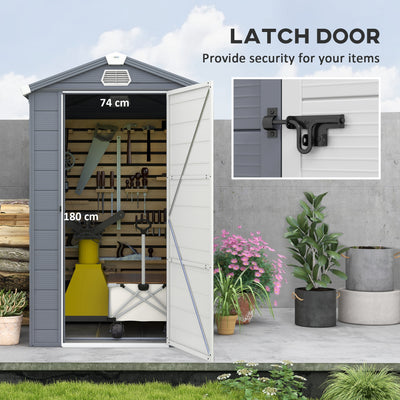 Outsunny 4.4ft x 6.2ft Aluminium Frame and Plastic Wall Shed, with Foundation - Grey 
