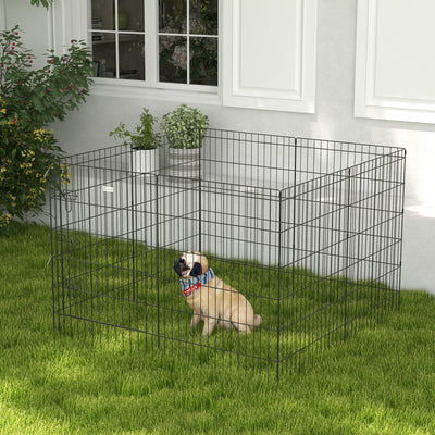 PawHut 8 Panel DIY Dog Pen with Door, for Dogs, Small Animals, Indoor/Outdoor Use, 91cm High 