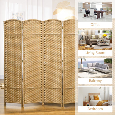HOMCOM 6 Panel Folding Room Divider, Freestanding Privacy Screen for Living Room, Bedroom and Office, 240 x 170cm, Natural 