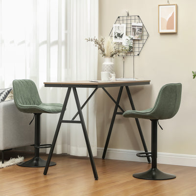 HOMCOM Set of Two Linen-Look Bar Stools - Green 