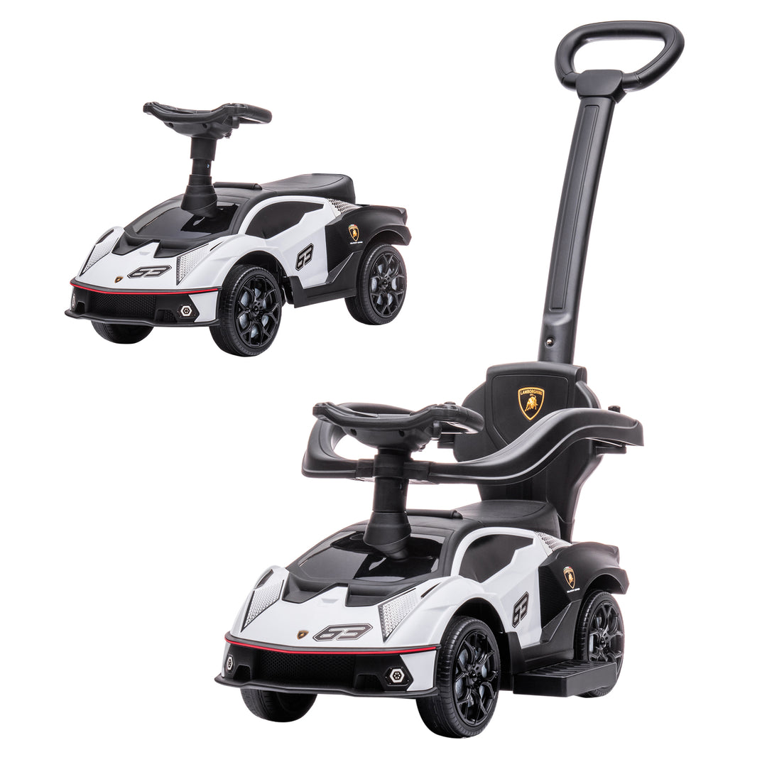 AIYAPLAY Licensed 2 in 1 Baby Ride on Push Car Toddler Push Along Car with Parent Handle Sliding Car with Horn Steering Wheel NO POWER for 1 - 3 Years, White 
