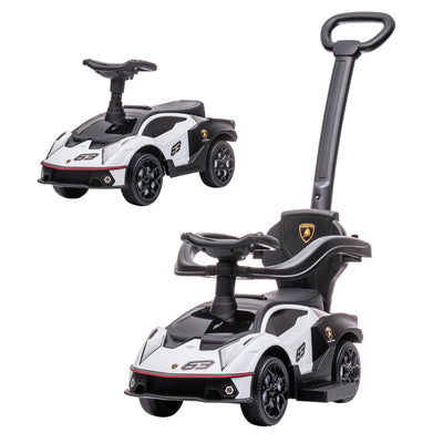 AIYAPLAY Licensed 2 in 1 Baby Ride on Push Car Toddler Push Along Car with Parent Handle Sliding Car with Horn Steering Wheel NO POWER for 1 - 3 Years, White 