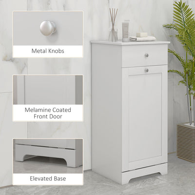 HOMCOM Single Hamper Laundry Storage Cabinet - White 