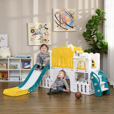 AIYAPLAY 7-in-1 Toddler Slide for Ages 1-3 Years with Basketball Hoop 