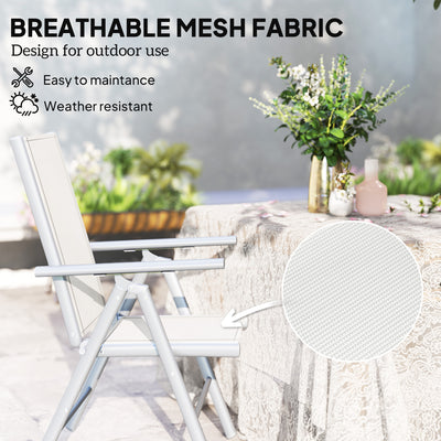 Outsunny Set of Two Aluminium Folding Chairs  - Light Grey 