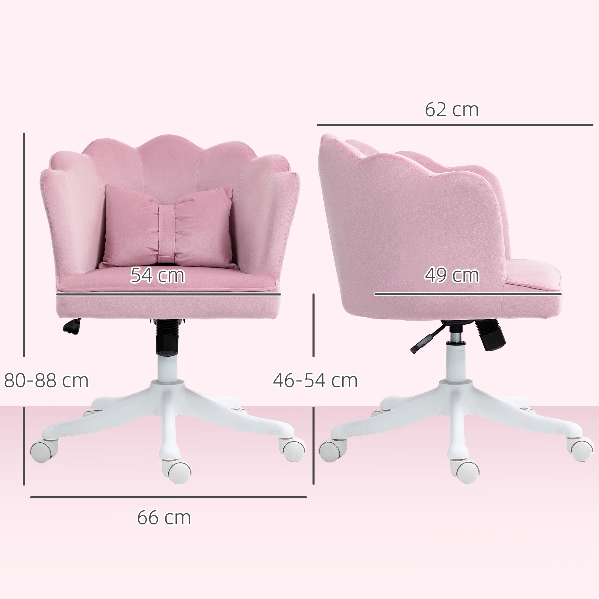 HOMCOM Velvet-Feel Petal Back Office Chair - Pink 