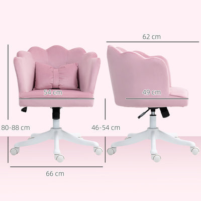 HOMCOM Velvet-Feel Petal Back Office Chair - Pink 