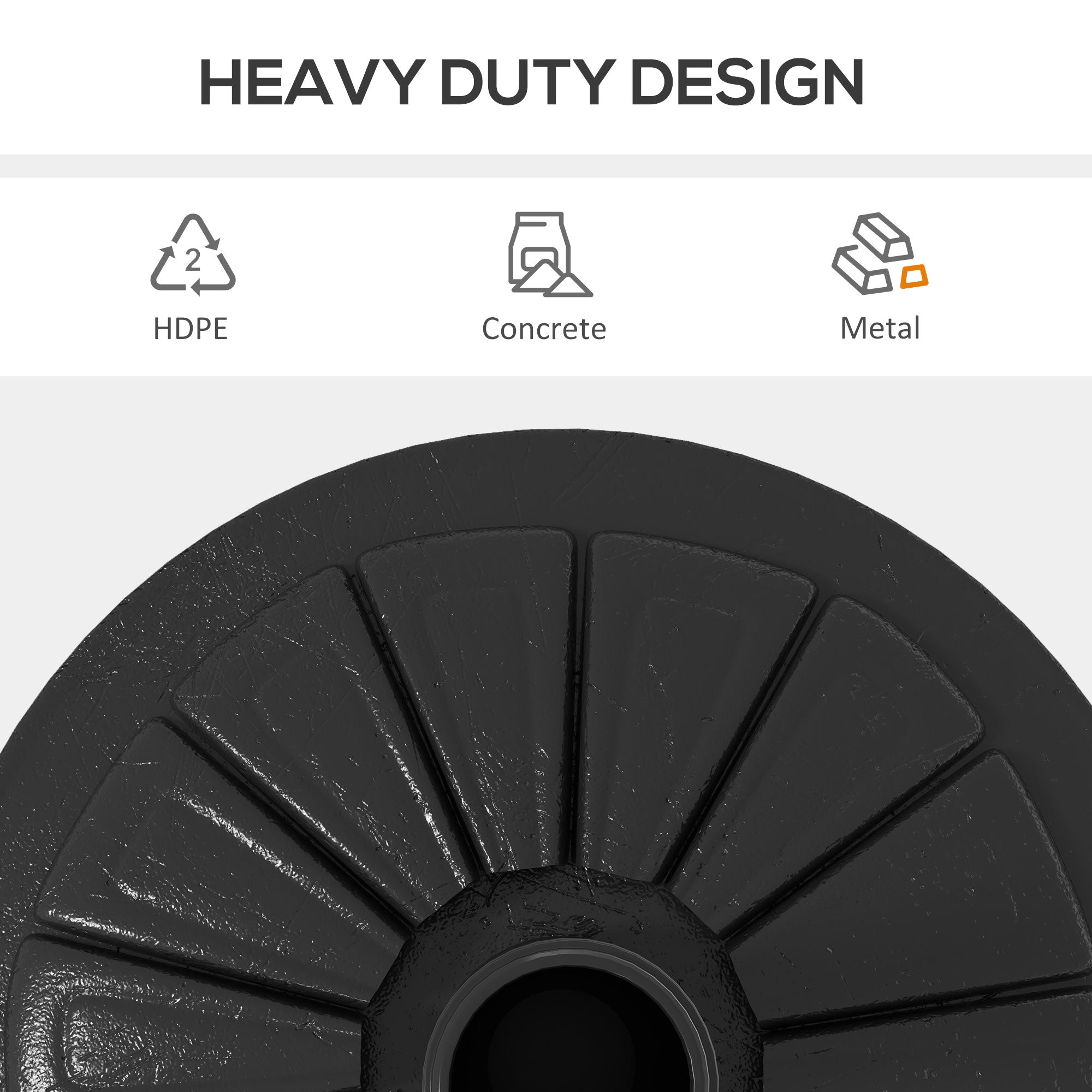 Outsunny Umbrella Base, Heavy Duty Concrete Base Holder with Steel Pole, Round Parasol Stand for Patio, Outdoor, Garden, Black 