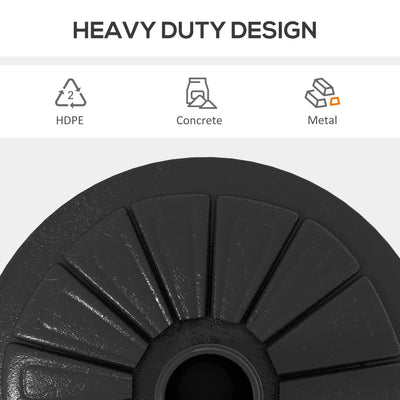 Outsunny Umbrella Base, Heavy Duty Concrete Base Holder with Steel Pole, Round Parasol Stand for Patio, Outdoor, Garden, Black 
