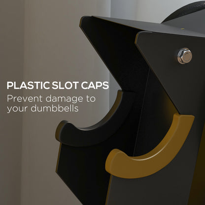 SPORTNOW 5-Tier Dumbbell Rack with 6 Hexagonal Rubber Dumbbells (2x4kg, 2x5kg, 2x6kg), Dumbbell Storage Stand Holder with Weights Sets for Home Gym Fitness, Black