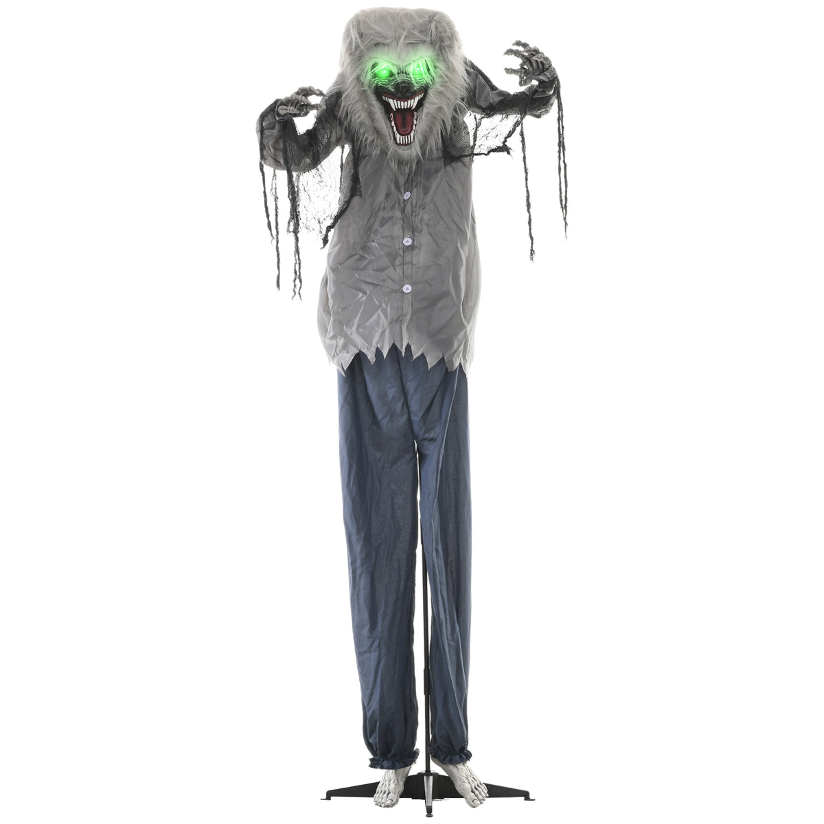 HOMCOM 6'8" Skeleton Werewolf Halloween Animatronic, with Glowing Eyes 