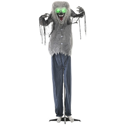 HOMCOM 6'8" Skeleton Werewolf Halloween Animatronic, with Glowing Eyes 