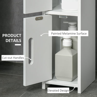 kleankin Modern Bathroom Storage Cabinet, Freestanding Tall Bathroom Cabinet with Open Shelves and 3 Cupboards with Door, for Bedroom Hallway, White 