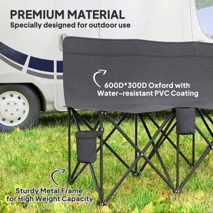 Outsunny 6 Seater Folding Camping Chair with Cup Holder & Carry Bag - Charcoal Grey 