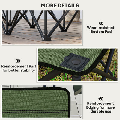 Outsunny 6 Seater Folding Camping Chair with Cup Holder & Carry Bag - Green 